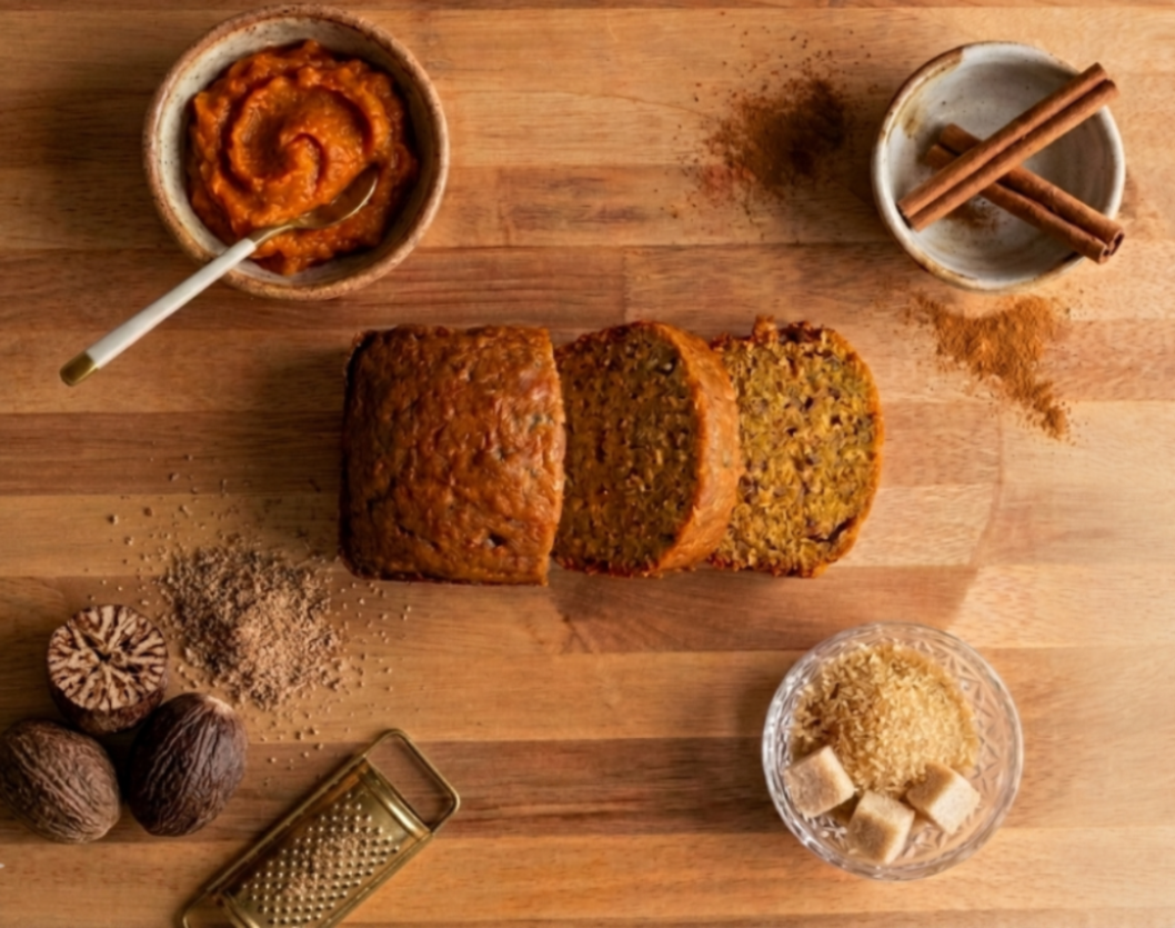 Sliced pumpkin and banana quick breads